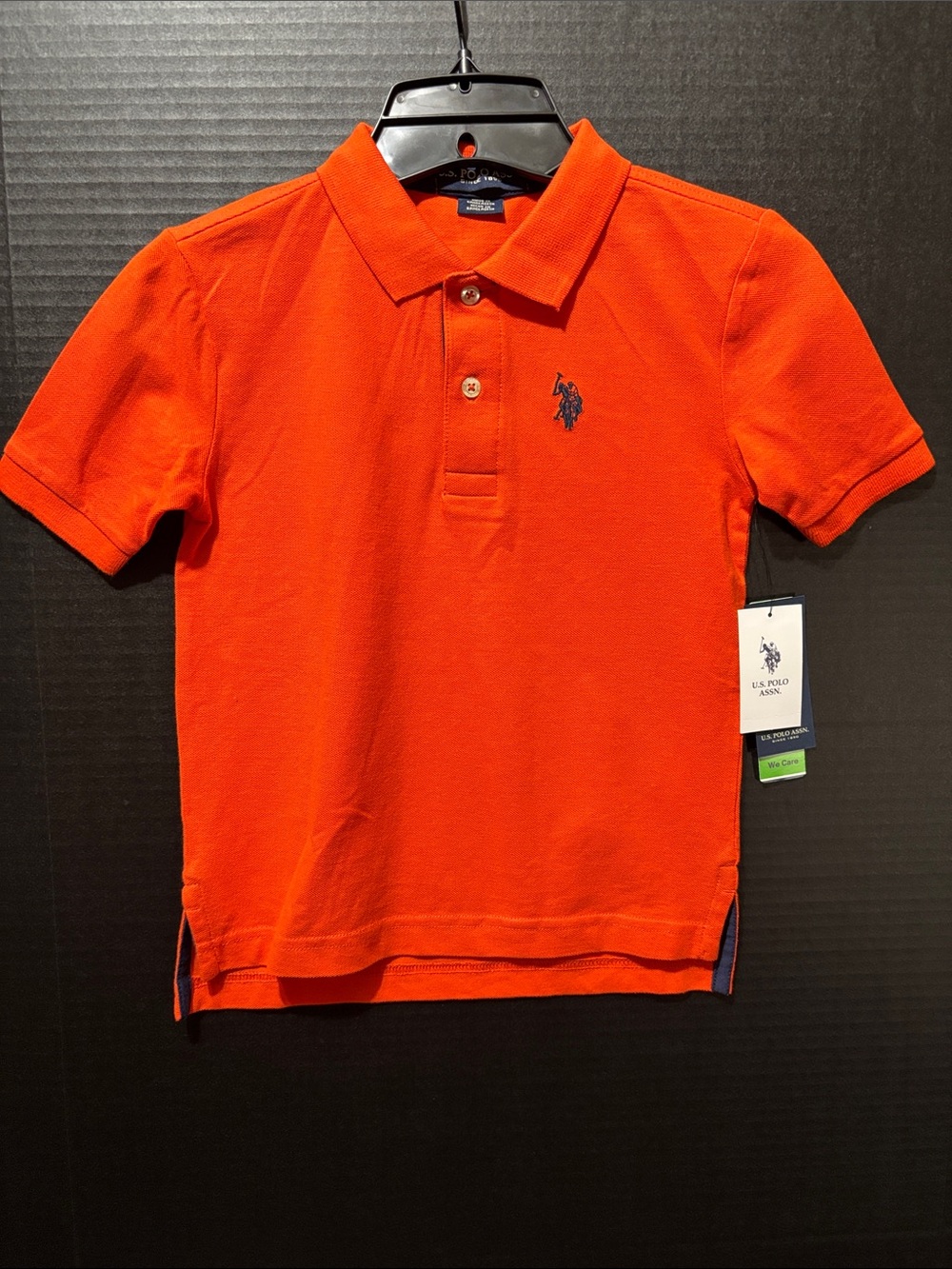 U.S. Polo Assn. Bright Orange Short-Sleeve Polo with Navy Logo